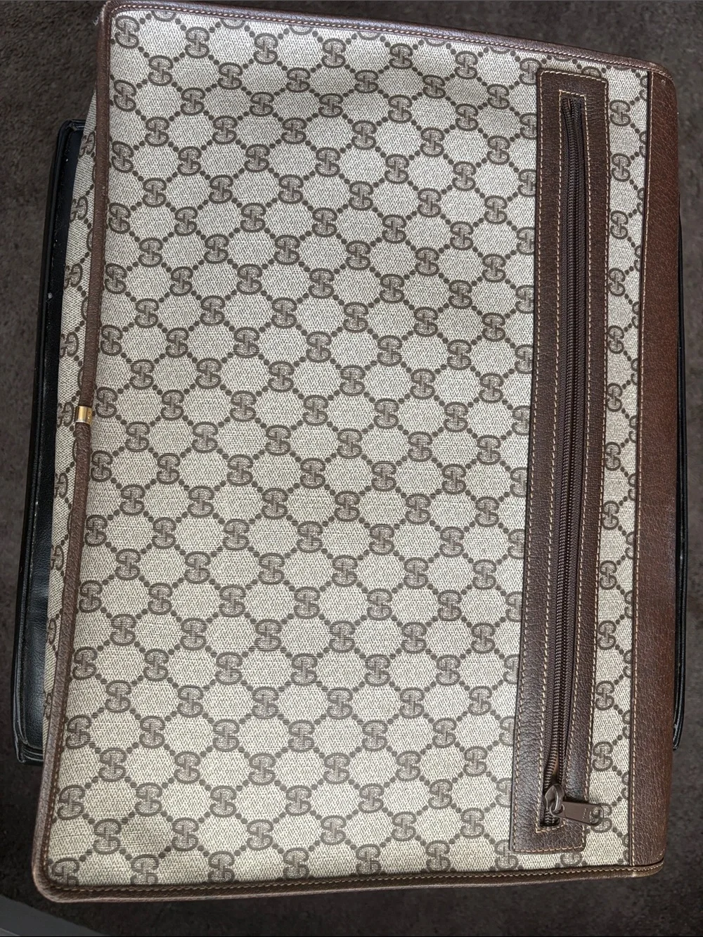 GUCCI VINTAGE Brown Patterned ATTACHE Briefcase Bag